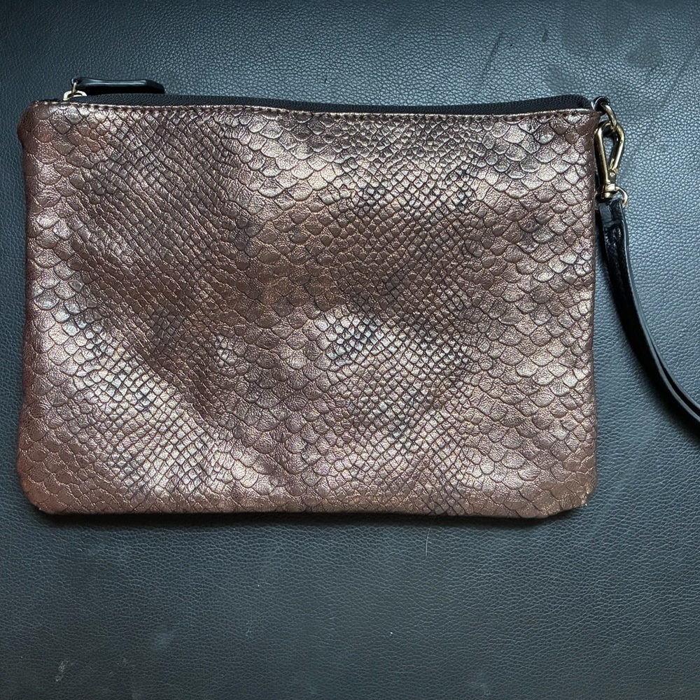 The Limited. Faux snake skin clutch with wrist hang
